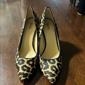 Michael Kors Black and Tan Leopard Heels